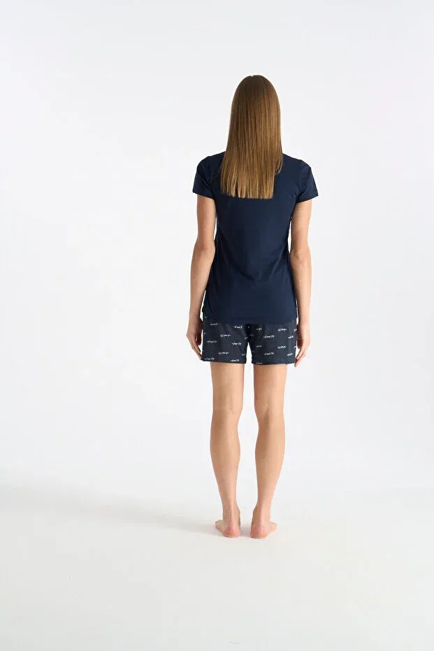 Женский комплект пижамы с коротким рукавом U.S. Polo Assn., Navy Blue — фото 4