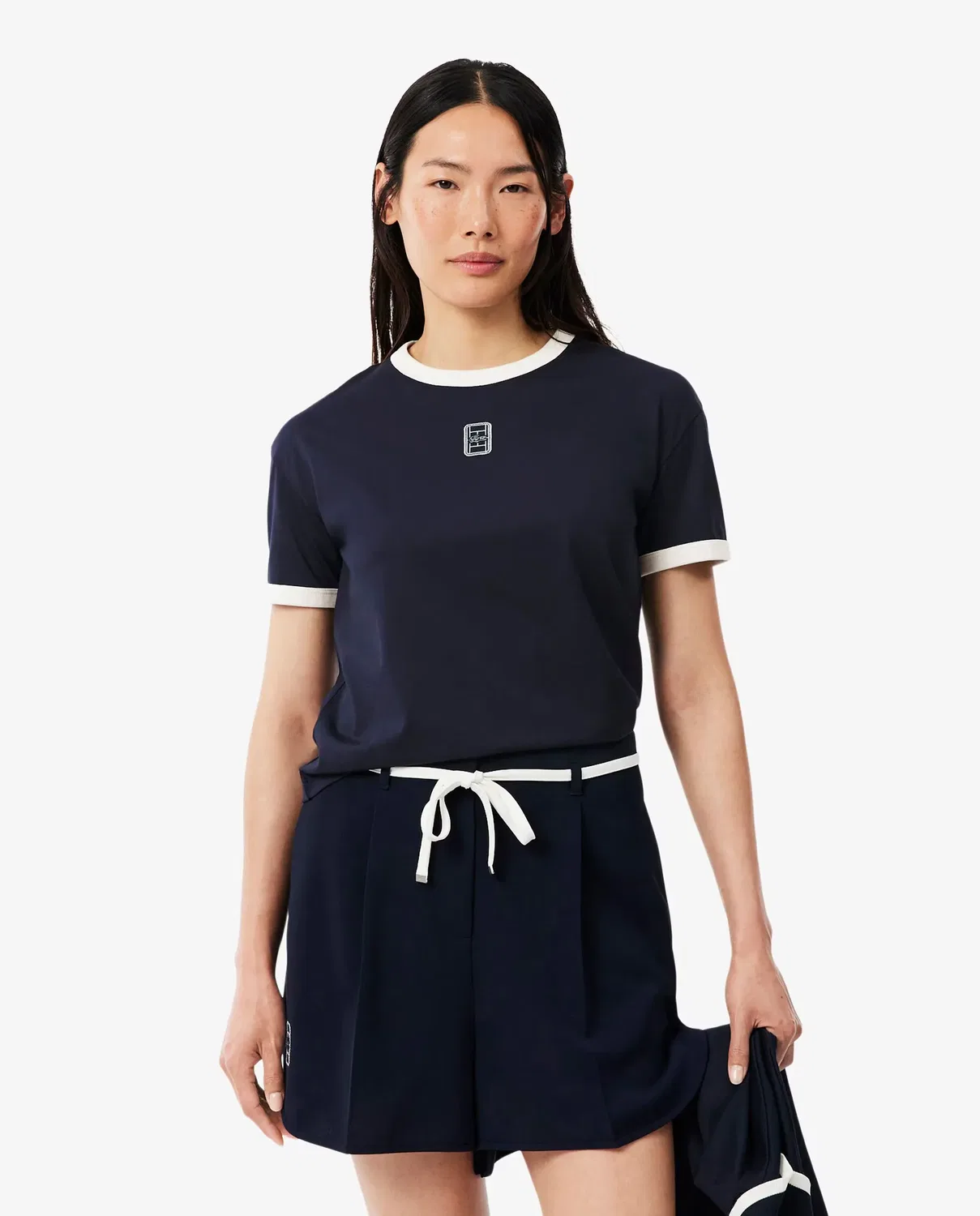 Футболка Lacoste Blanco с длинным рукавом, хлопковая, с логотипом