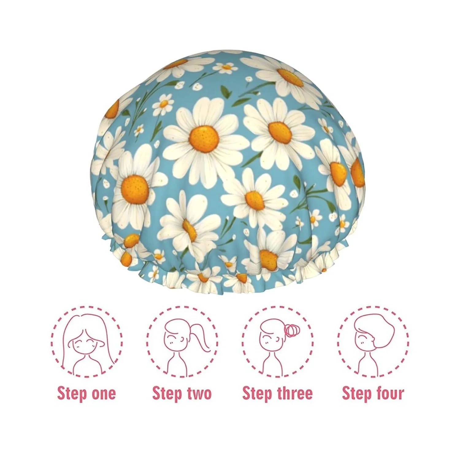 Двухслойная шапочка для душа, GVYGVY, Daisy Sky Blue — фото 3
