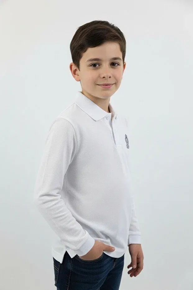 Детские свитшот для мальчиков с принтом Polo Neck Basic Newkids, White — фото 4