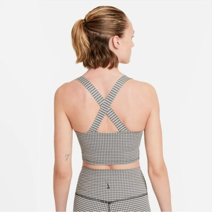 Женский топ-кроп с принтом в клетку Gingham Crop Tank Nike, Черный — фото 2