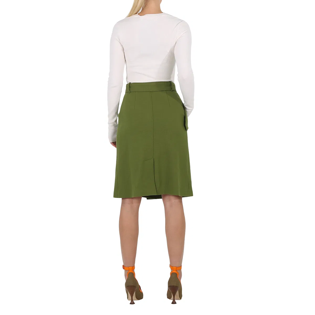Платье миди шерстяное с поясом Belted Midi Wool Dress Burberry, Cedar Green — фото 4