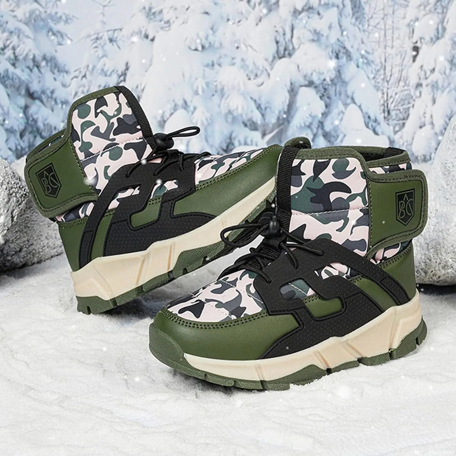 Детские зимние ботинки для мальчиков и девочек с принтом, Camouflage — фото 4