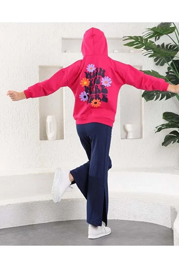 Детский спортивный комплект для девочек с флористическим принтом Floral Spanish Flare Waiter Boy Casual Model Girl Tracksuit Set Mnk Baby&Kids, Fluoria — фото 2