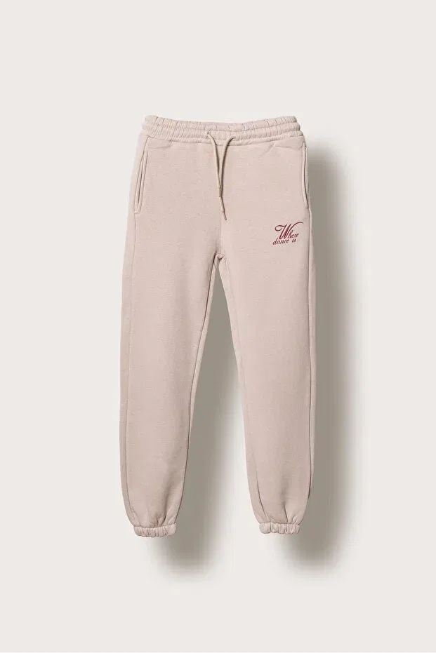 Детские спортивные штаны для девочек с принтом Mışıl Kids, Light Beige