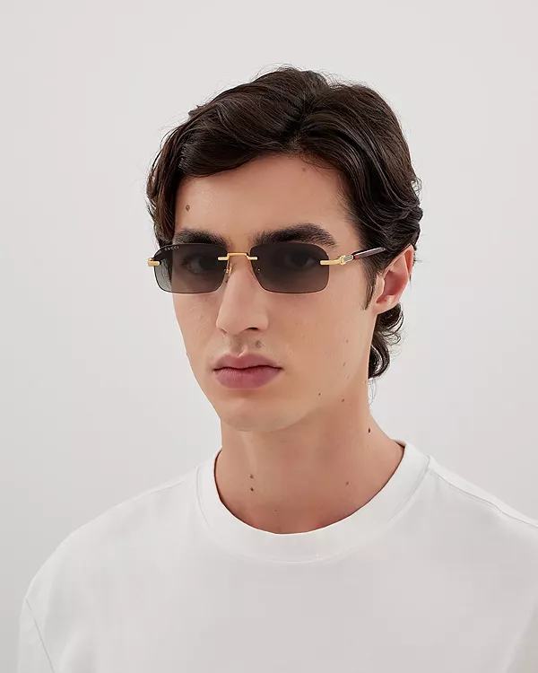 Прямоугольные солнцезащитные очки с улицы 125, 56 мм Gucci, серебряный — фото 2