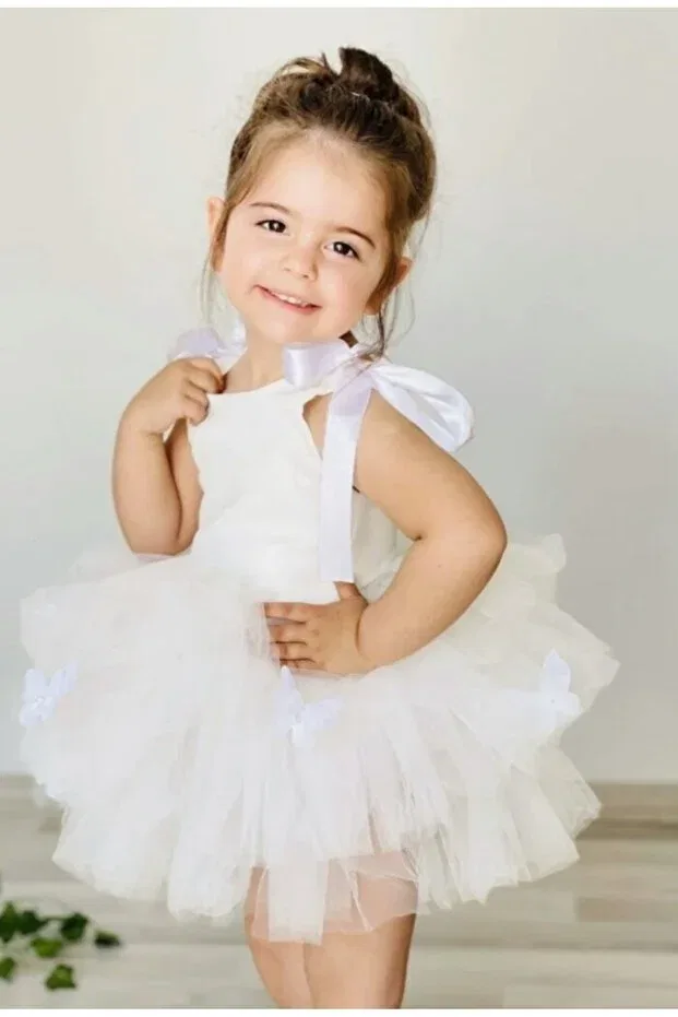 Детское платье для девочек с принтом Kokosh Kidss, White — фото 2