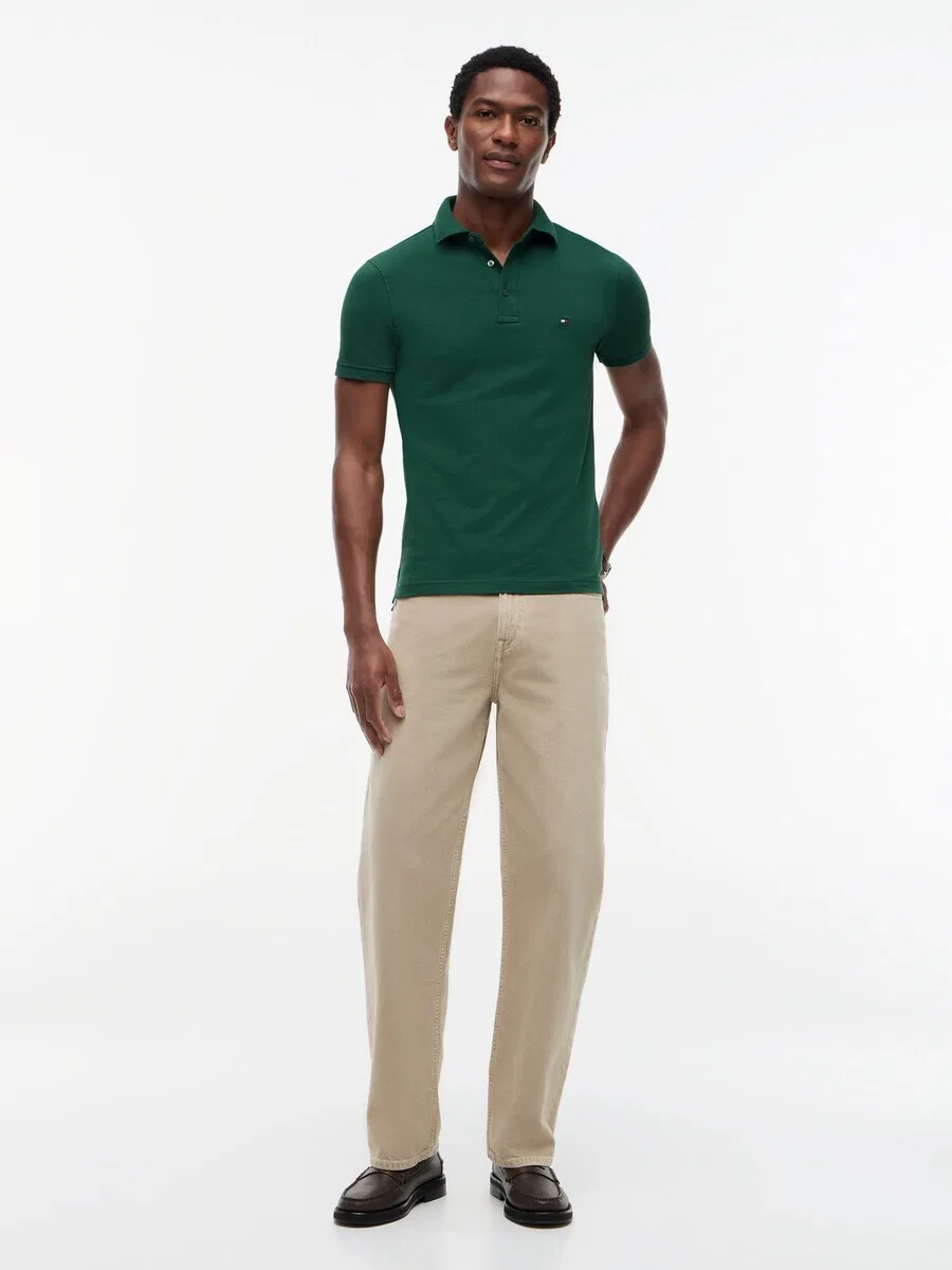 Рубашка TOMMY HILFIGER '1985 Slim Fit' темно-зеленого цвета — фото 4