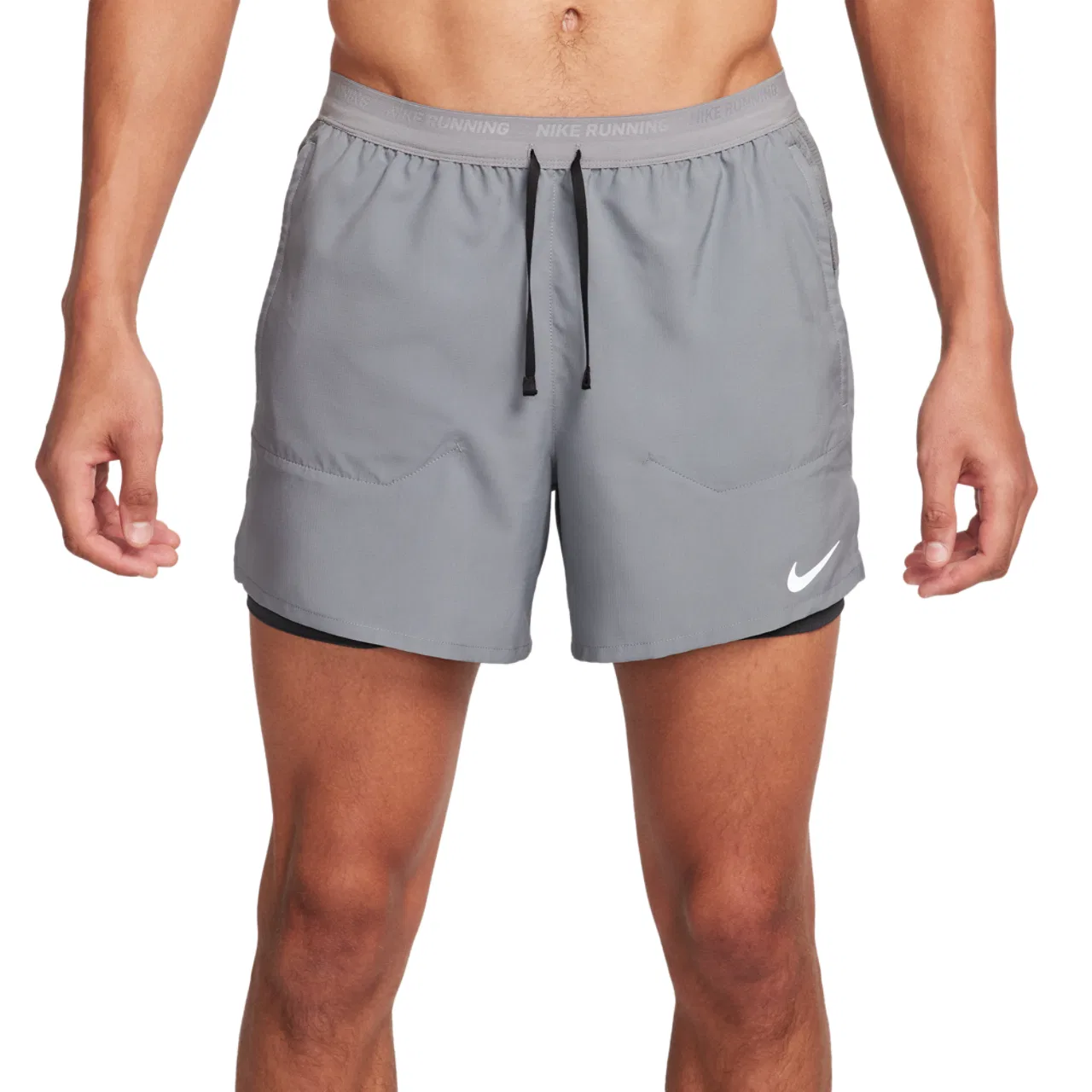 Мужские шорты для бега Dri-FIT STRIDE 2IN1 5IN Nike, цвет Smoke Grey/Dk Smoke Grey/Black