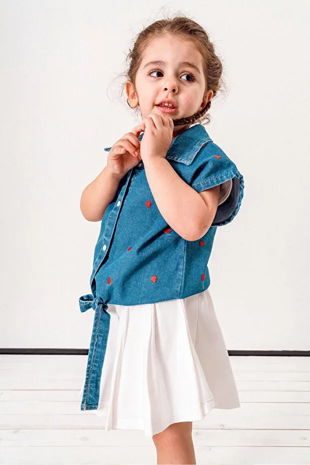 Детский комплект для девочек джинсовый Basics Jikko Baby, Navy Blue
