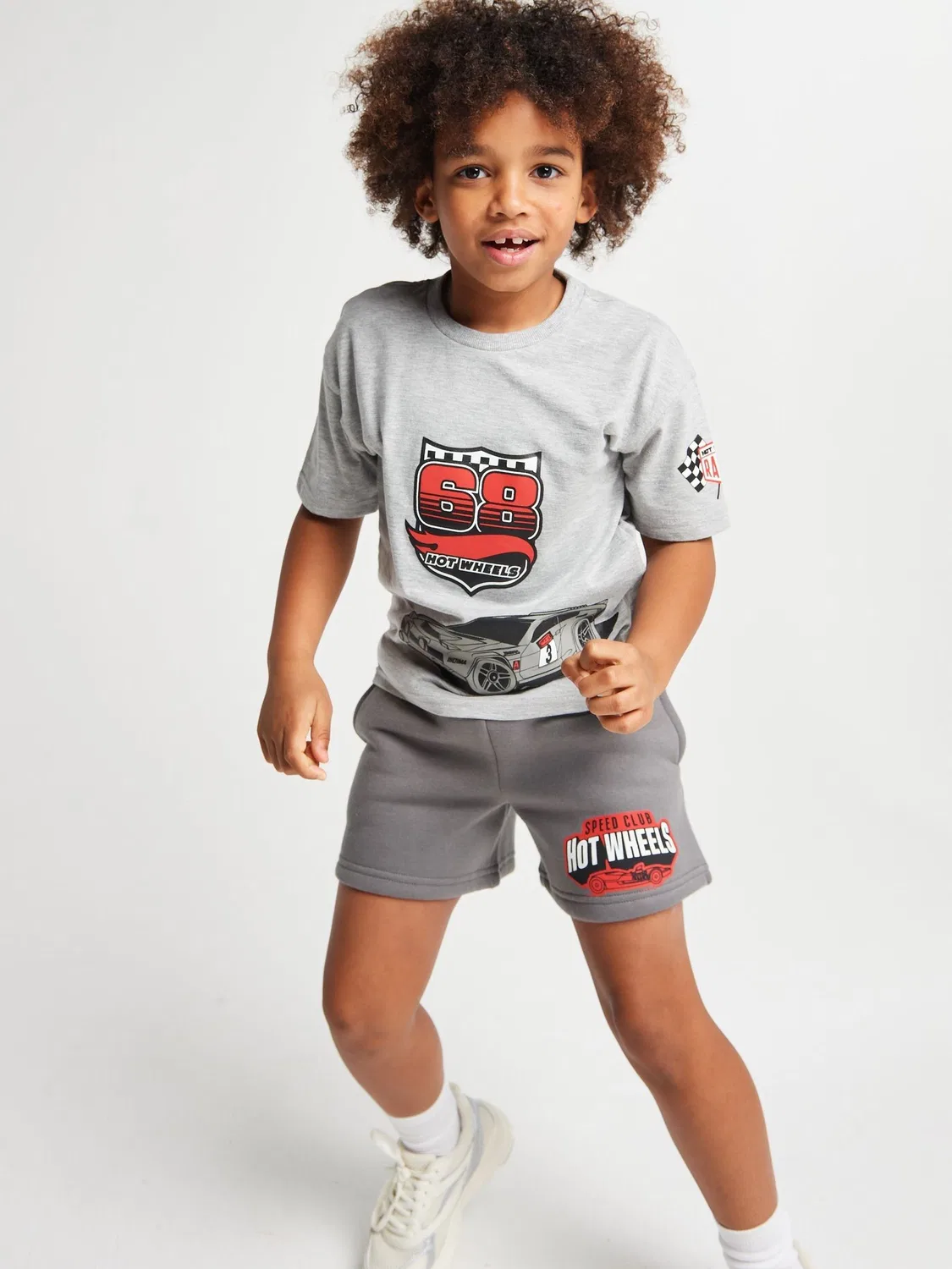 Комплект из футболки и шорт Hot Wheels Brand Threads, серый — фото 3