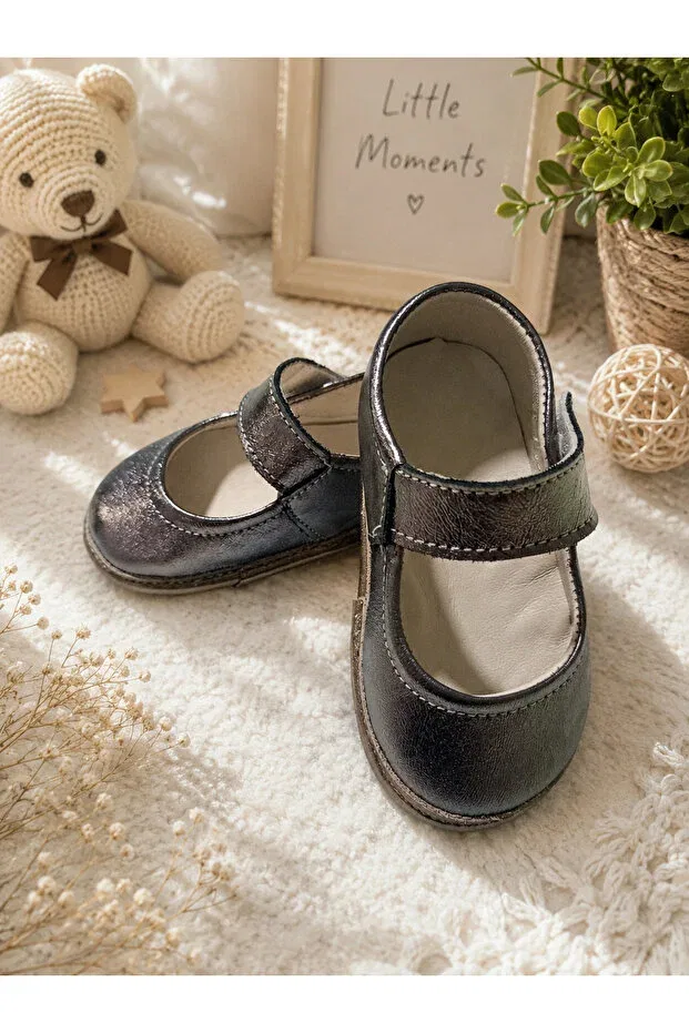 Детские ботиночки для новорожденных с липучкой My Baby Kumsal, Metallic — фото 4