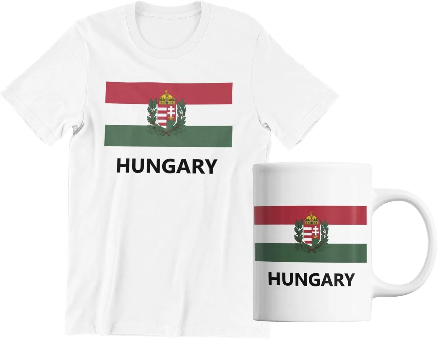Футболка с флагом Венгрии и кружка Gift Set, White