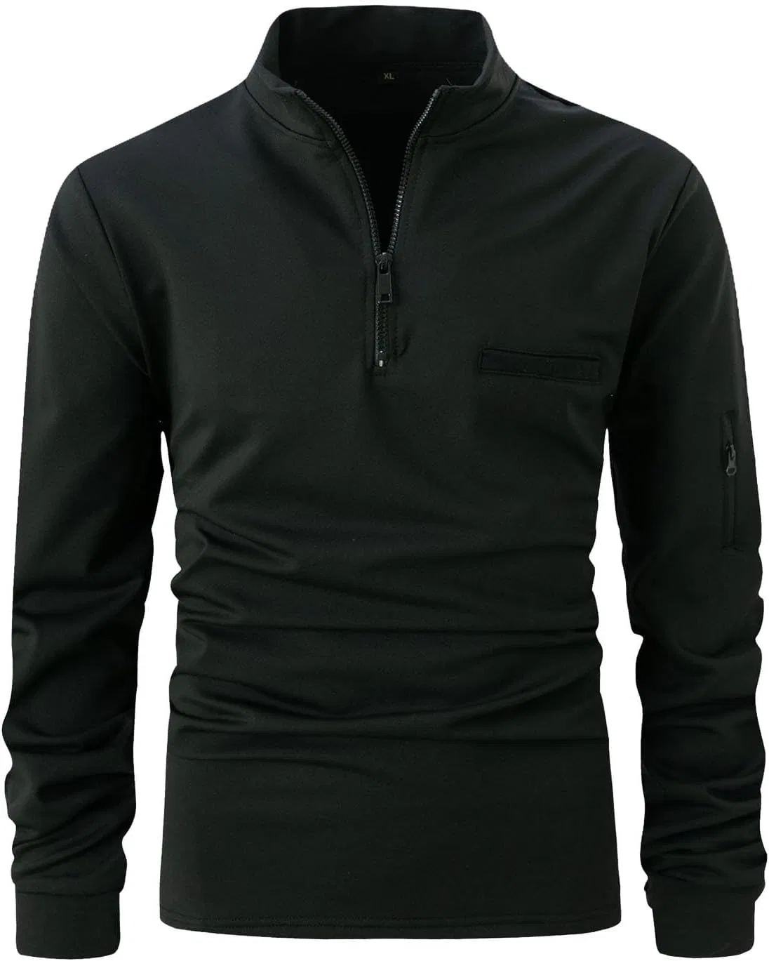 Мужская длинная футболка-поло с V-образным вырезом в полоску Slim Fit, Black — фото 3