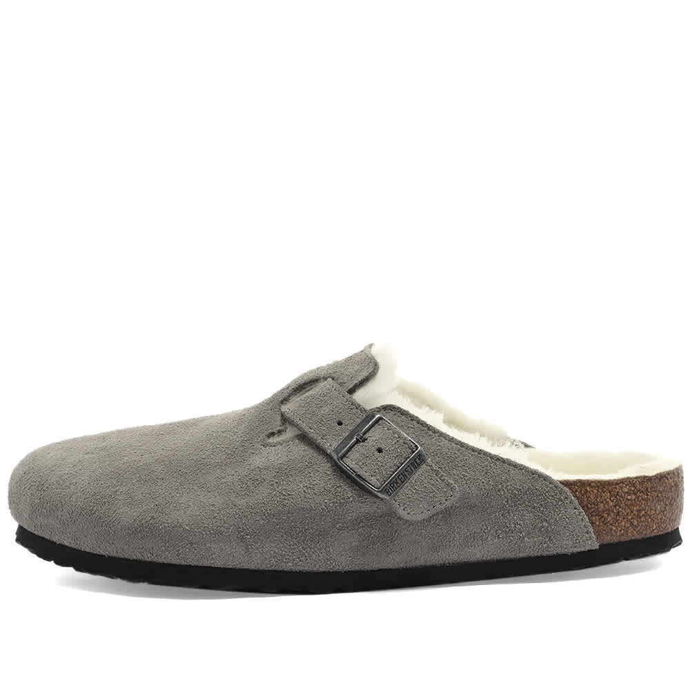 Мюли Birkenstock Boston Shearling Suede Leather, серый