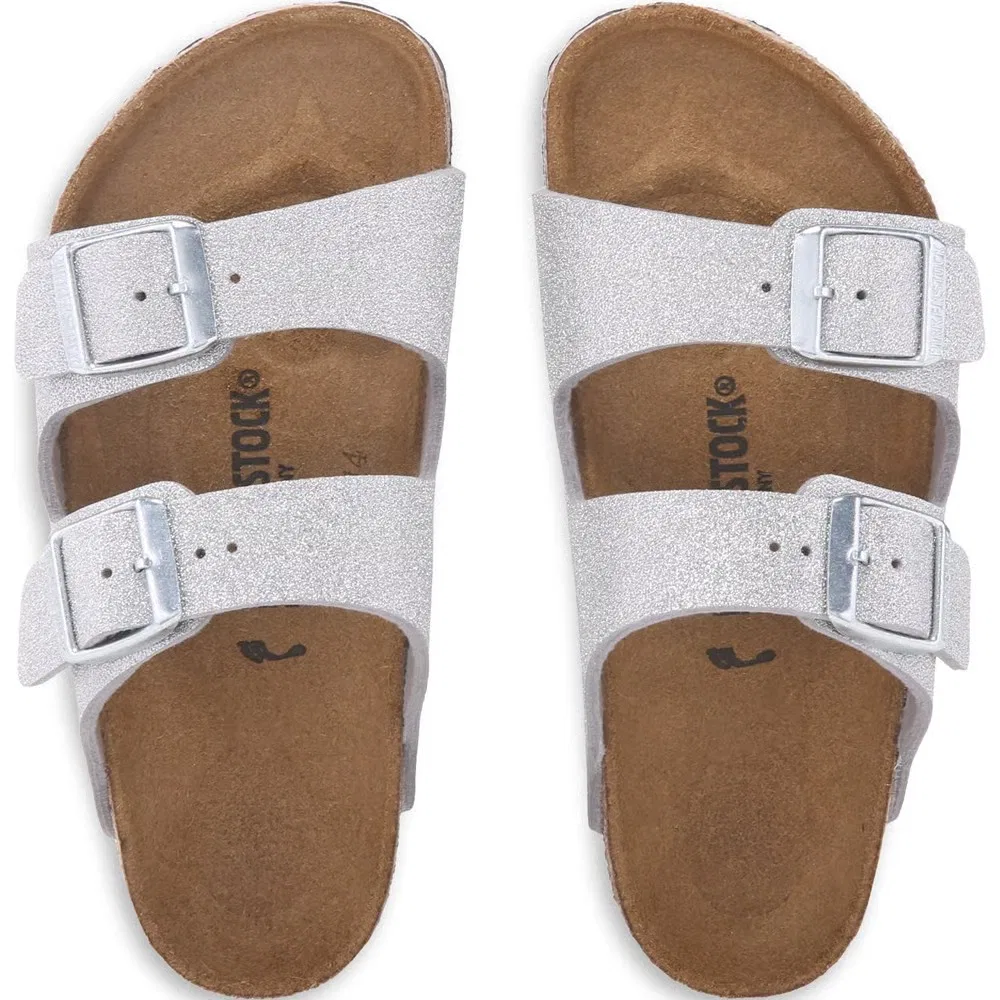 Детские сандалии Arizona с анатомической стелькой для малышей Birkenstock, Silver Shiny Glitter — фото 4