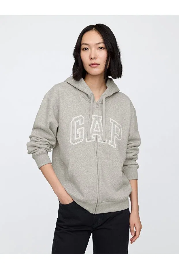 Женские свитшот на молнии с принтом Gap, Gray-012