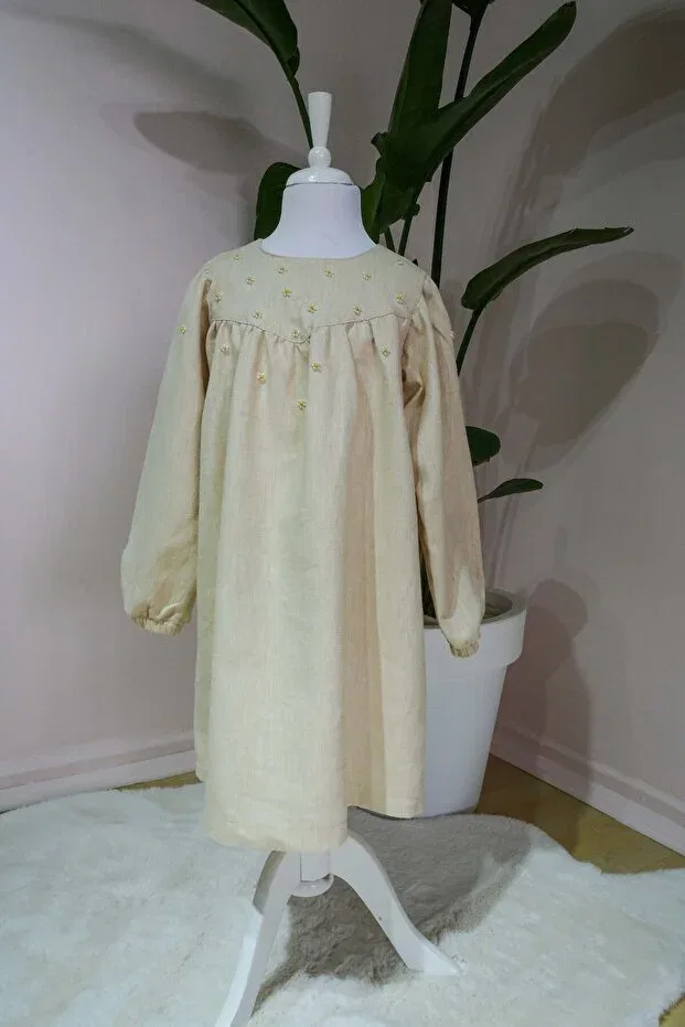 Детское льняное платье для девочек Ness Atelier, Cream