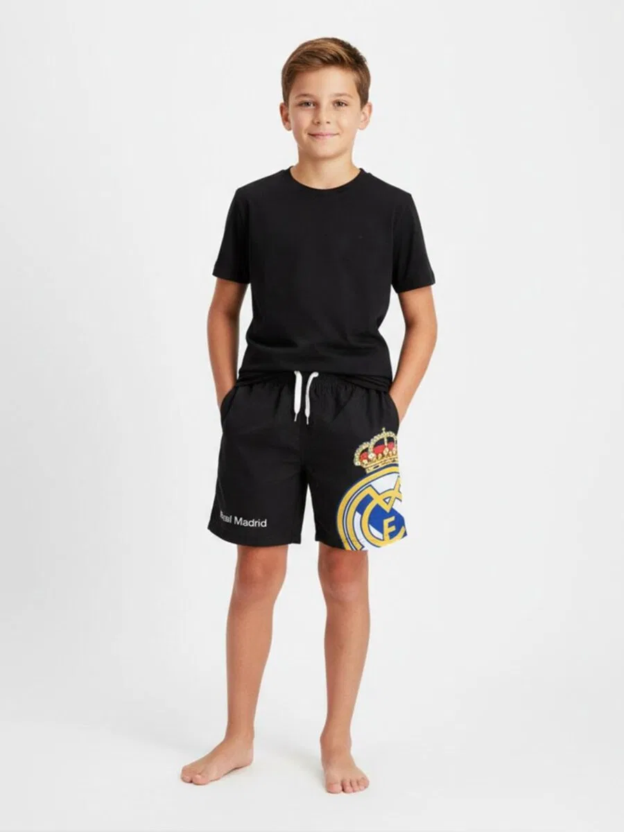 Плавки Cerda Board Shorts 'Real Madrid Swim Shorts with Logo Print - Black' черного цвета — фото 2