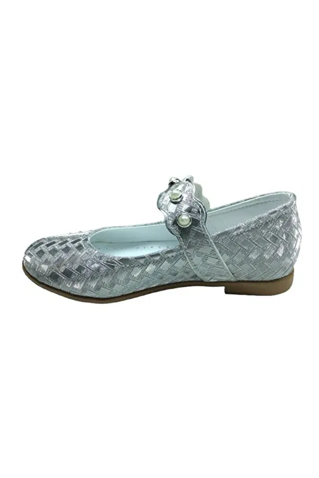 Детские балетки для девочек с жемчугом Shiny silver pearl 1010 emt girl's evening dress shoes Ortopedikal, Silver — фото 3
