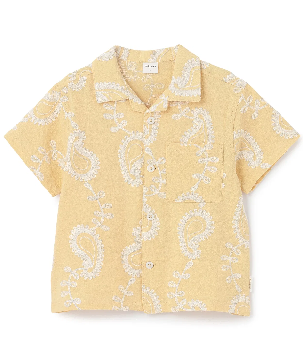 Детская рубашка с принтом Paisley Embroidery Open Collar petit main, Cream