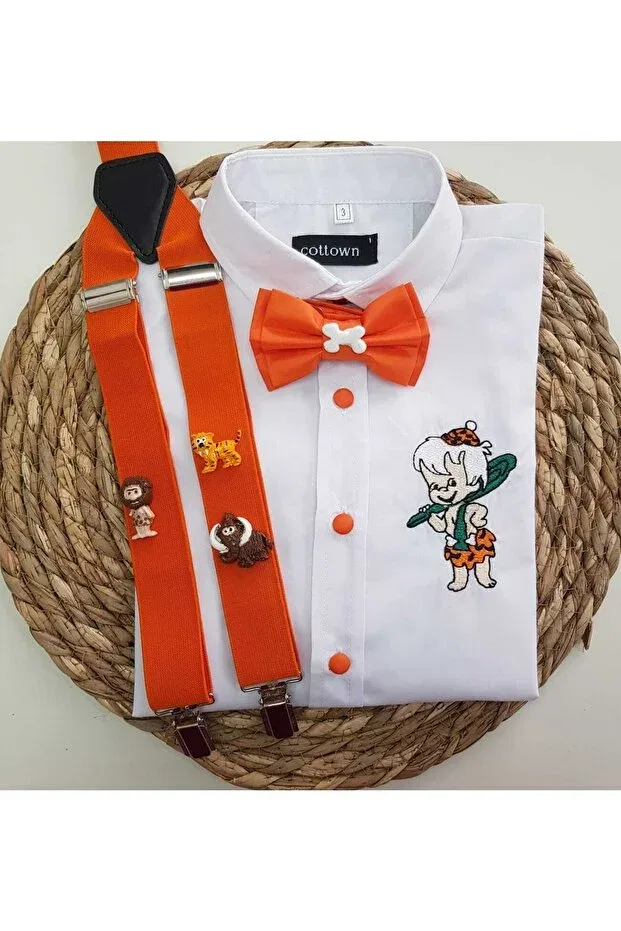 Детская рубашка для мальчиков с длинным рукавом Stone age concept sling bow tie shirt Cool Partyshop, Orange