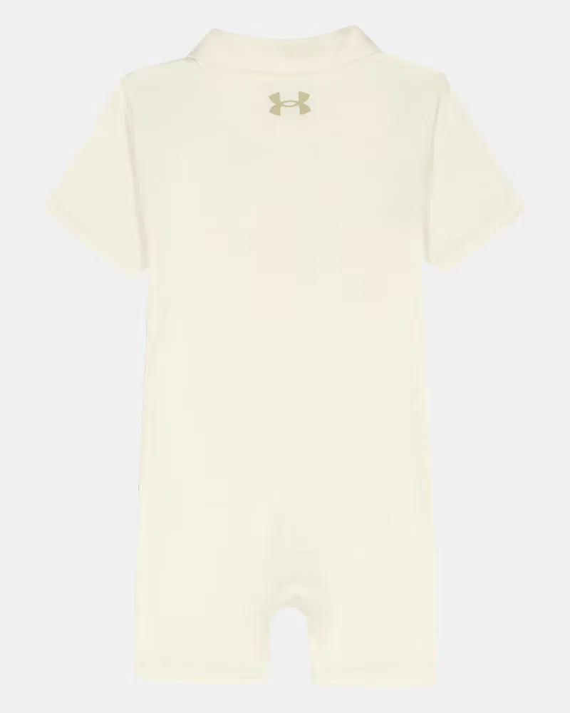Детский комбинезон-поло для мальчиков из хлопка с коротким рукавом UA Solid UnderArmour, Ivory Dune/Sandstorm — фото 3