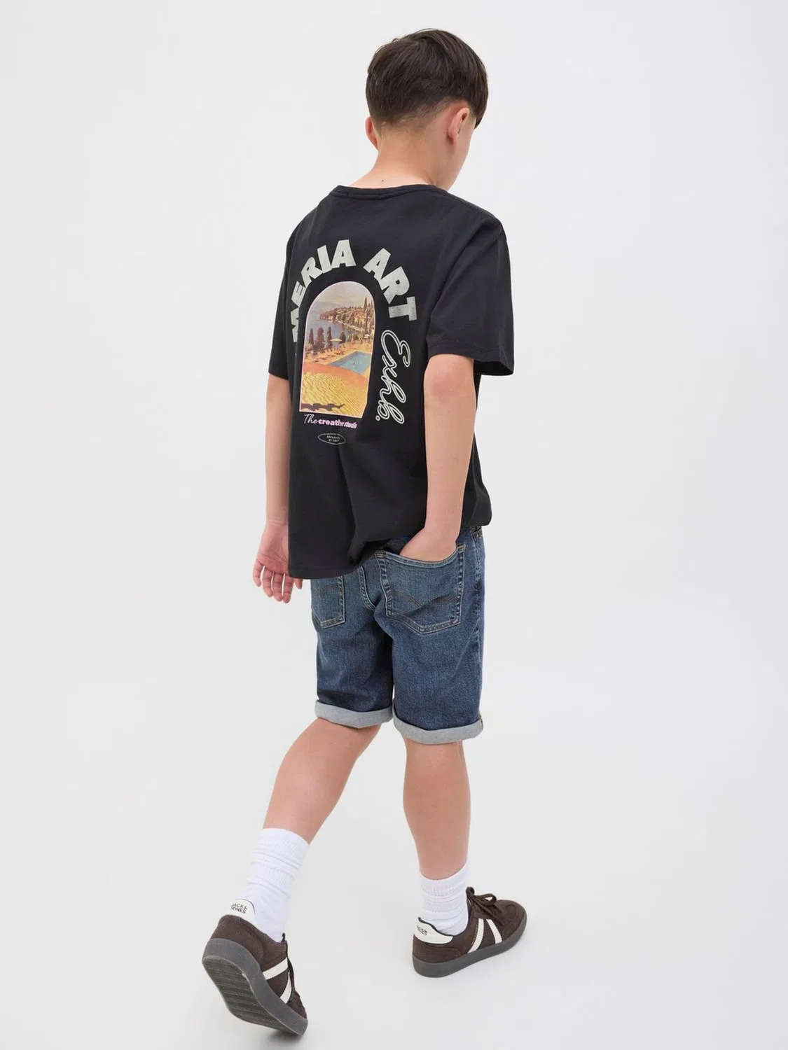 Шорты джинсовые Regular Fit Rick JACK & JONES JUNIOR, темно-синие — фото 3
