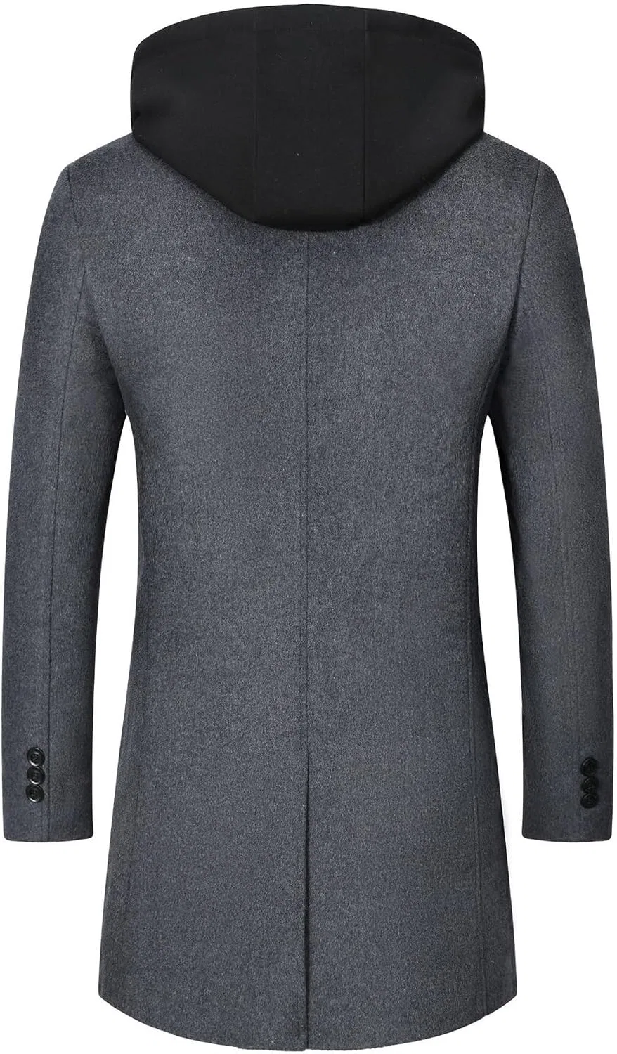 Мужское пальто-тренч на пуговицах, шерстяная смесь, Slim Fit, серый — фото 2