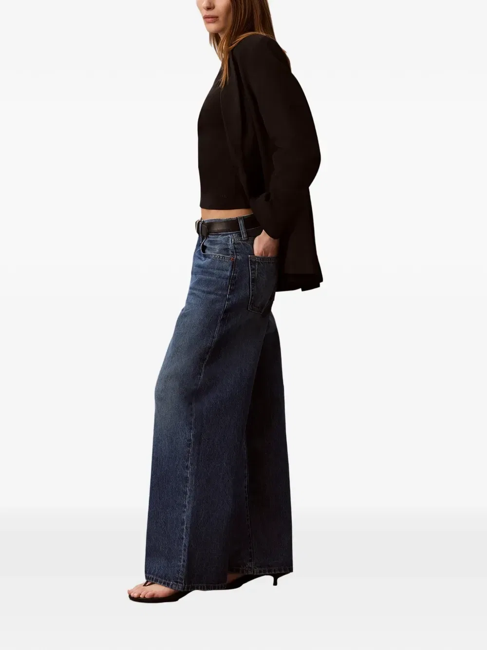 Широкие джинсы с искусственными пертостями Calvin Klein, синий — фото 2