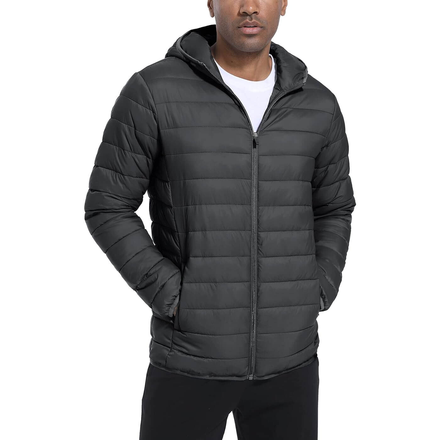 

Утепленная легкая куртка с капюшоном Tacvasen Puffer Water-Repellent Windbreaker, темно-серый