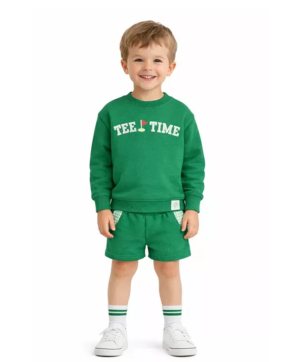Детские шорты с карманом из сейрсакера Unisex seersucker pocket shorts Bits & Bows, зеленый — фото 3