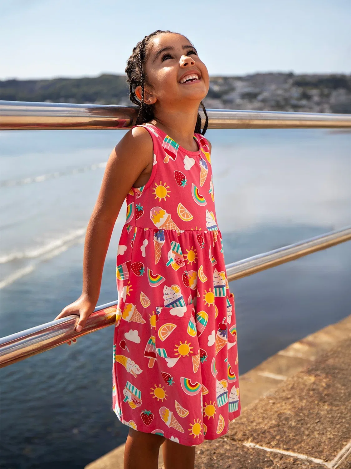 Платье летнее с воланами Frugi Pink