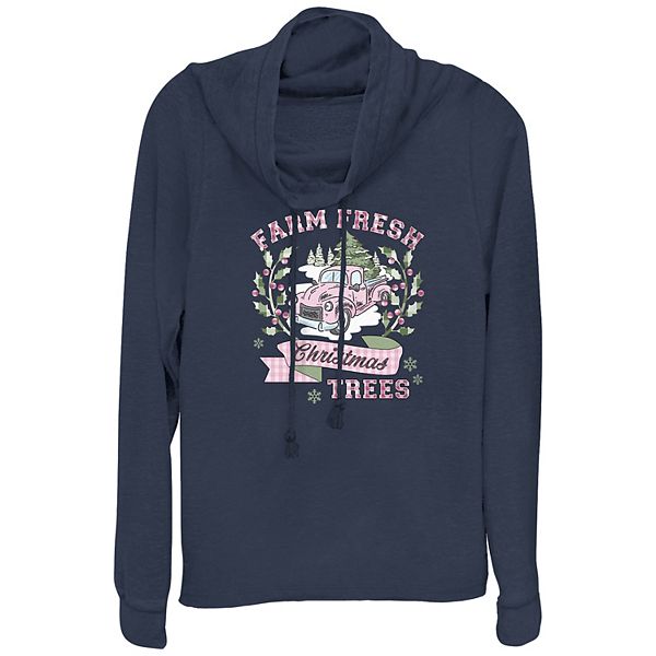 

Женская легкая футболка с длинным рукавом и принтом "Рождественские елки с фермы" Unbranded