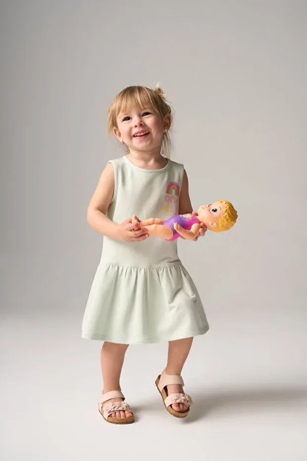 Детское платье для девочек хлопковое Combed Cotton Modal Baby Girl And Child Dress Bondberro, Mint — фото 3