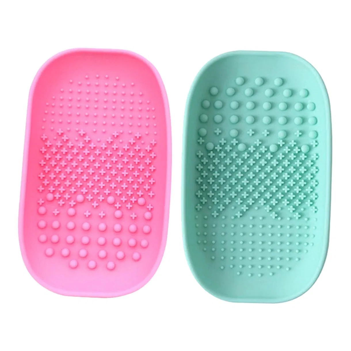 Набор щеток для чистки кистей Silicone Make Up Brush Cleaning Mat, 2 шт, KITCHENKARATLY, Зеленый, Розовый
