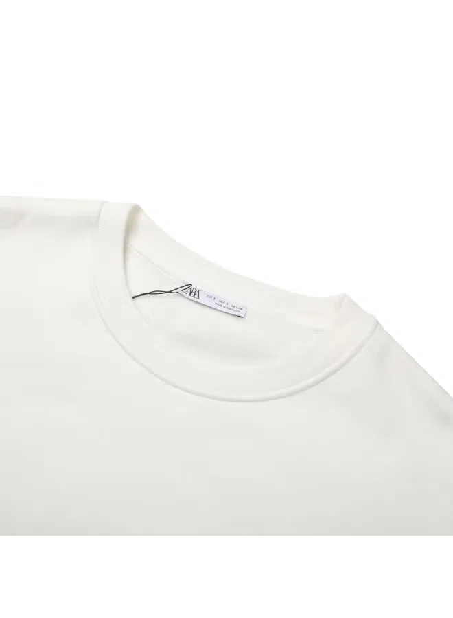 Свитшот с длинным рукавом на флисе Zara, белый — фото 4