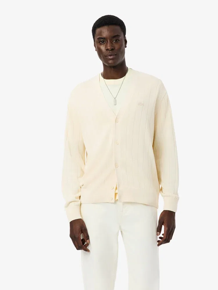 Кардиган V-образный вырез PARIS PACK LACOSTE, Ivory