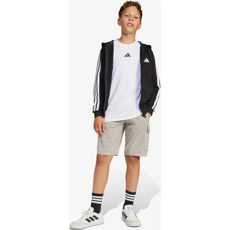 Детский свитшот с капюшоном, полная застежка-молния, модель Essentials Full Zip, adidas, Черный — фото 2