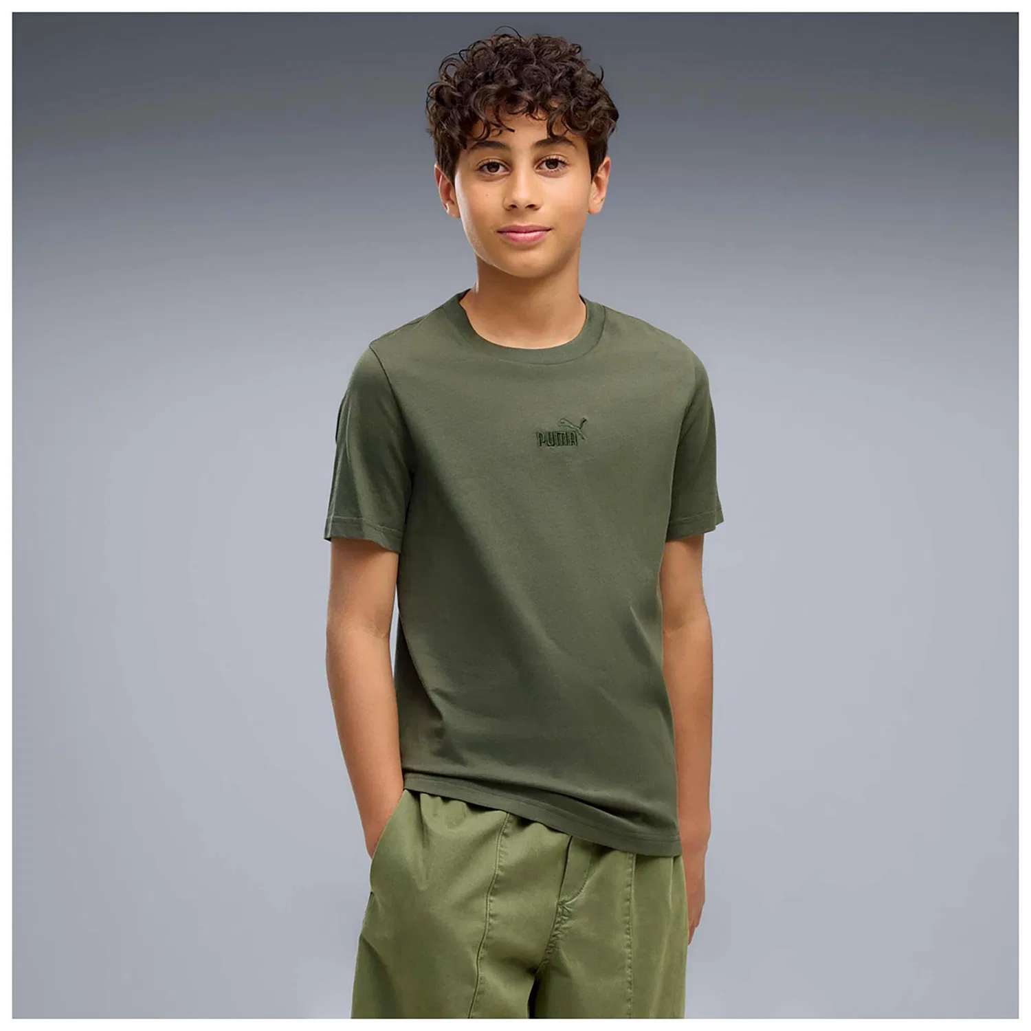 Детская футболка с коротким рукавом Puma Ess Small No.1 Logo Centered Tee B, Grun — фото 2