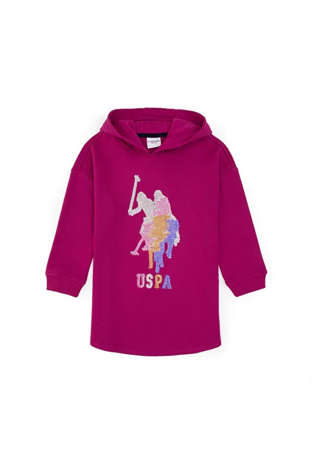 Детское платье для девочек с капюшоном U.S. Polo Assn., Fuchsia