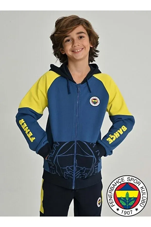 Детская толстовка для девочек с принтом S.K. 25/26 Tribün Sleeve Detail Fenerbahçe, Navy Blue
