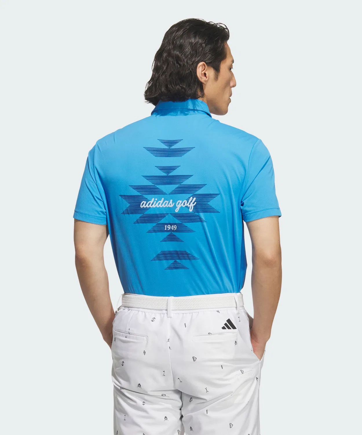 Мужская футболка-поло с принтом на спине Adidas Golf, Blue — фото 2