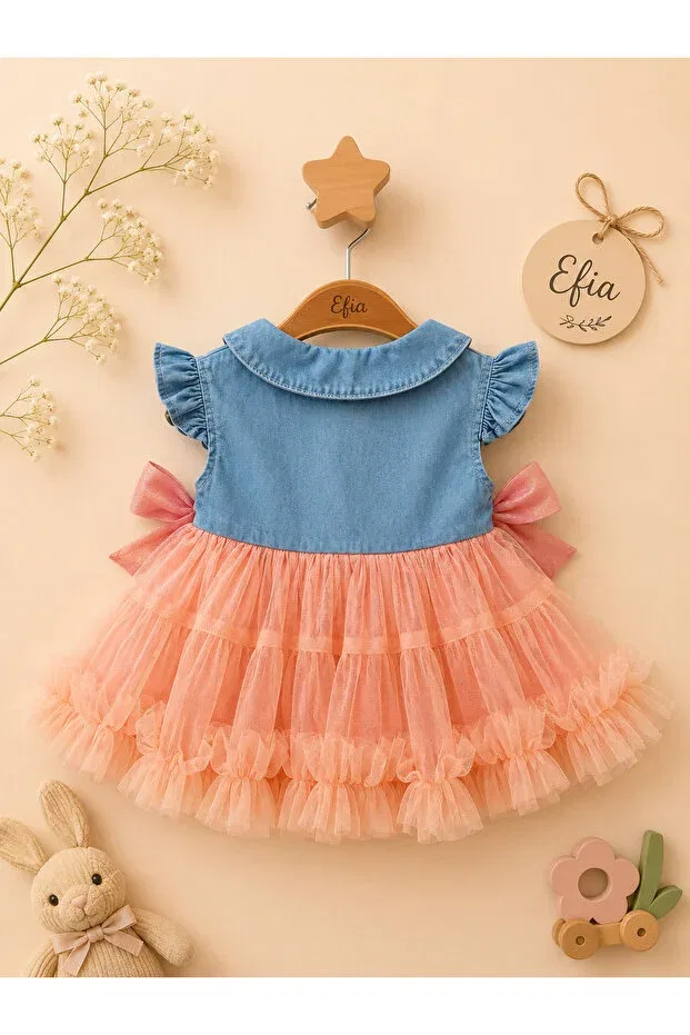 Детское платье для девочек из денима с тюлем Moes tulle skirt denim girls' dress Efia Baby, Multicolor — фото 4