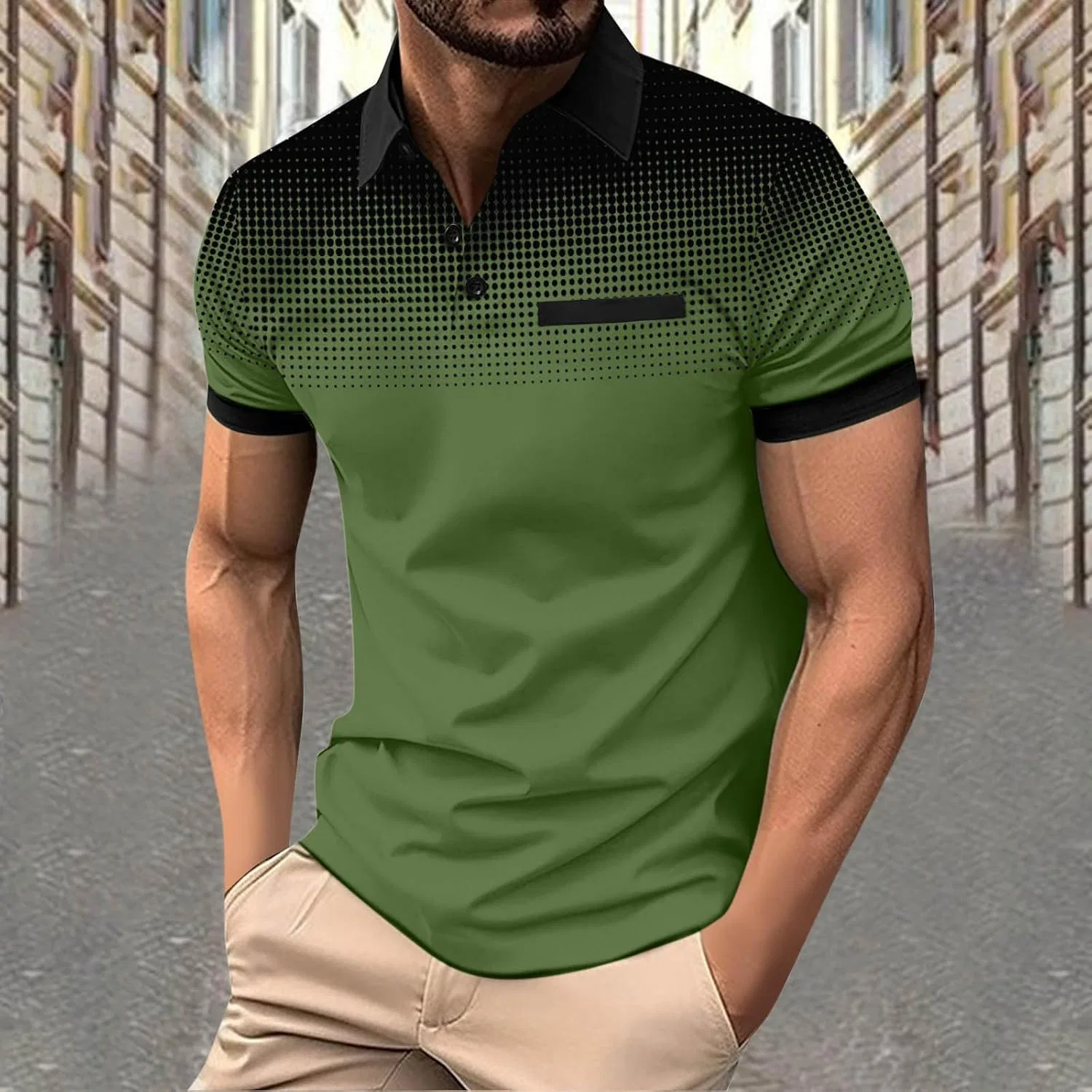 Мужская футболка цвет-блок Slim Fit, Black/Green — фото 2
