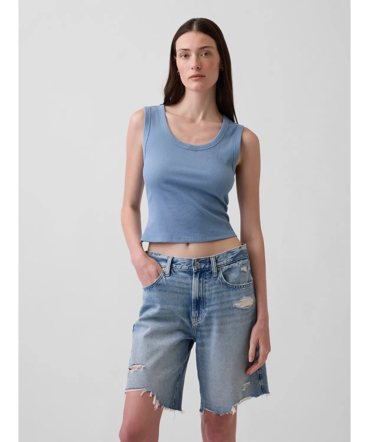 Женский топ без рукавов с логотипом GAP, Бежевый — фото 3