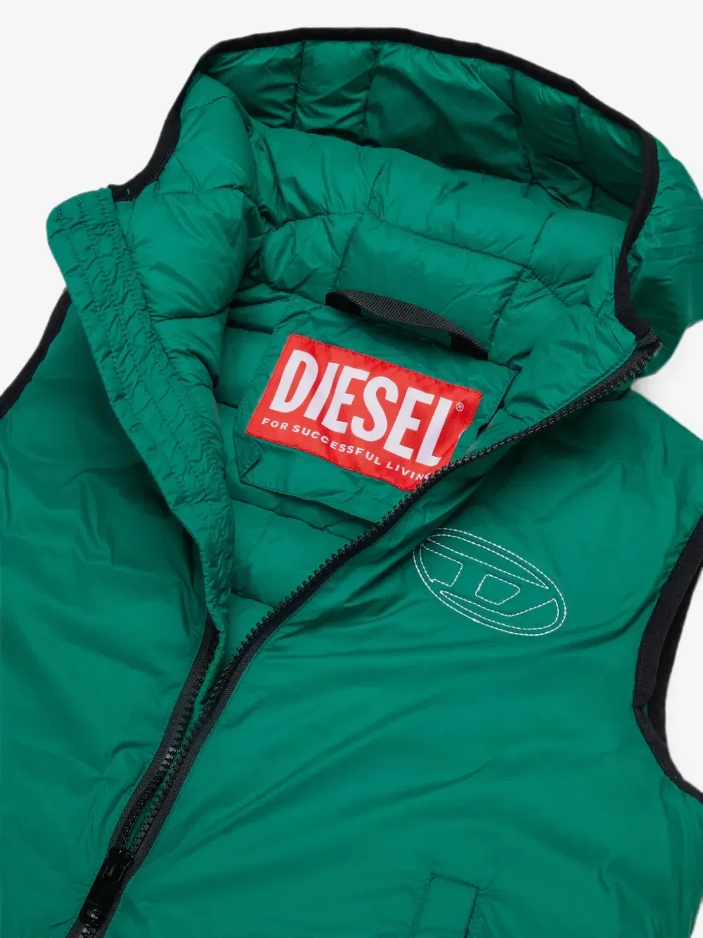 Дутый жилет с капюшоном Diesel Kids, зеленый — фото 3