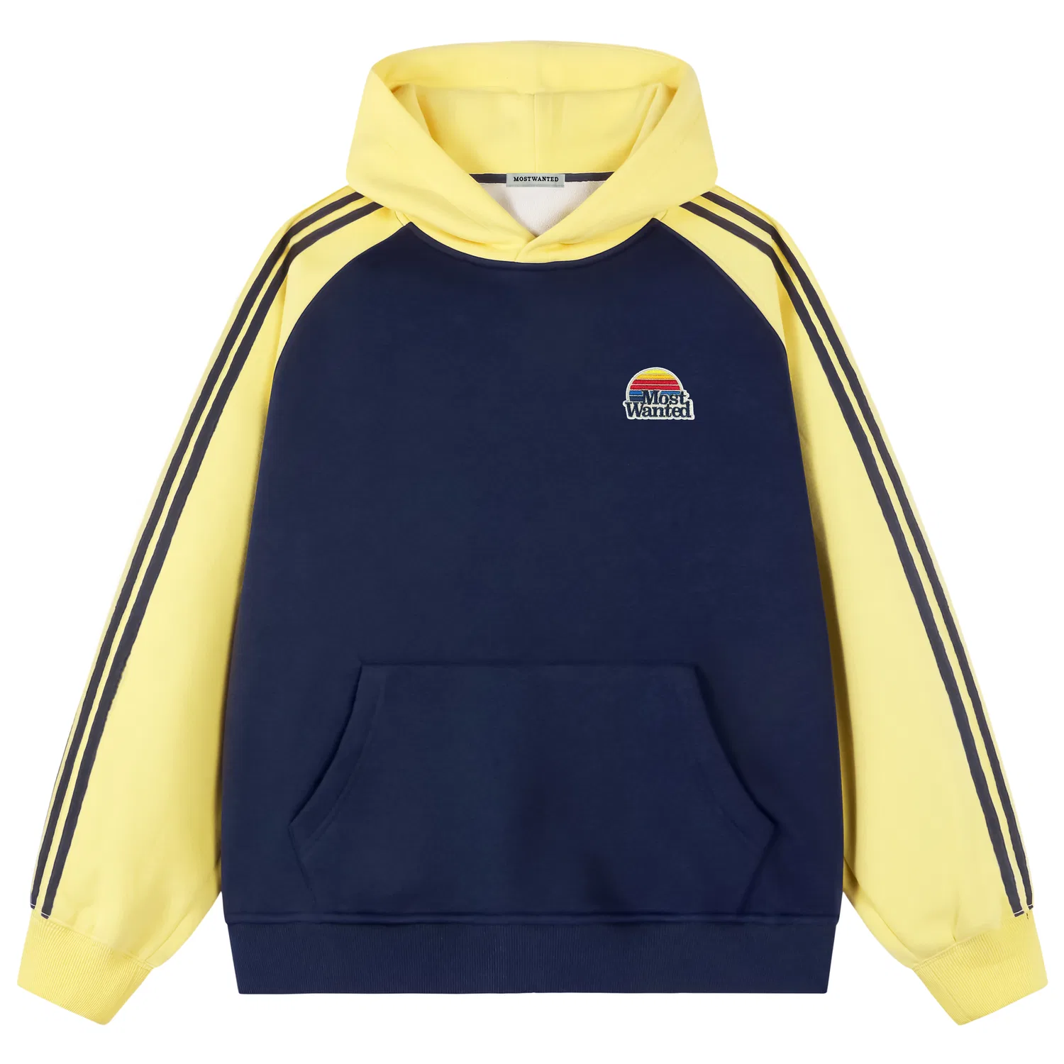 Детское худи с принтом Classic Rainbow Unisex Hooded Moderate Straight Fit MostwantedLab, Yellow & Navy Blue