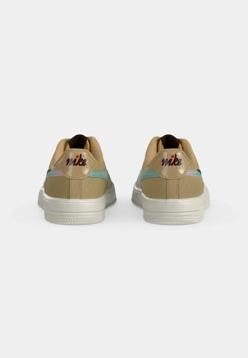 Кроссовки Force 1 Low BP Lace NA16 унисекс Nike Sportswear, Sail/Multi/Color/Sesame/Bleached Turq/Chile Red/Light Chocolate — фото 4