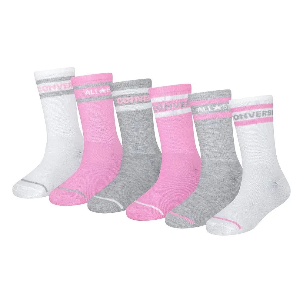 Носки Converse Kids Basic Wordmark Crew 6 пар, розовый